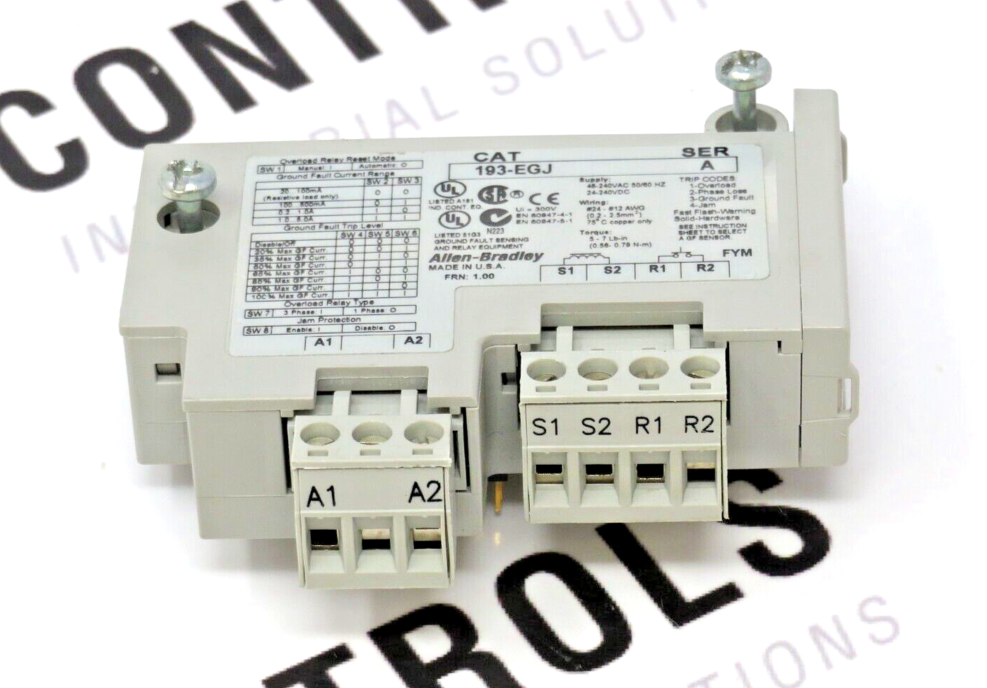 Allen-Bradley 193-EGJ E1 Plus Ground Fault and Jam Module 24-240VDC Or 24-240VAC