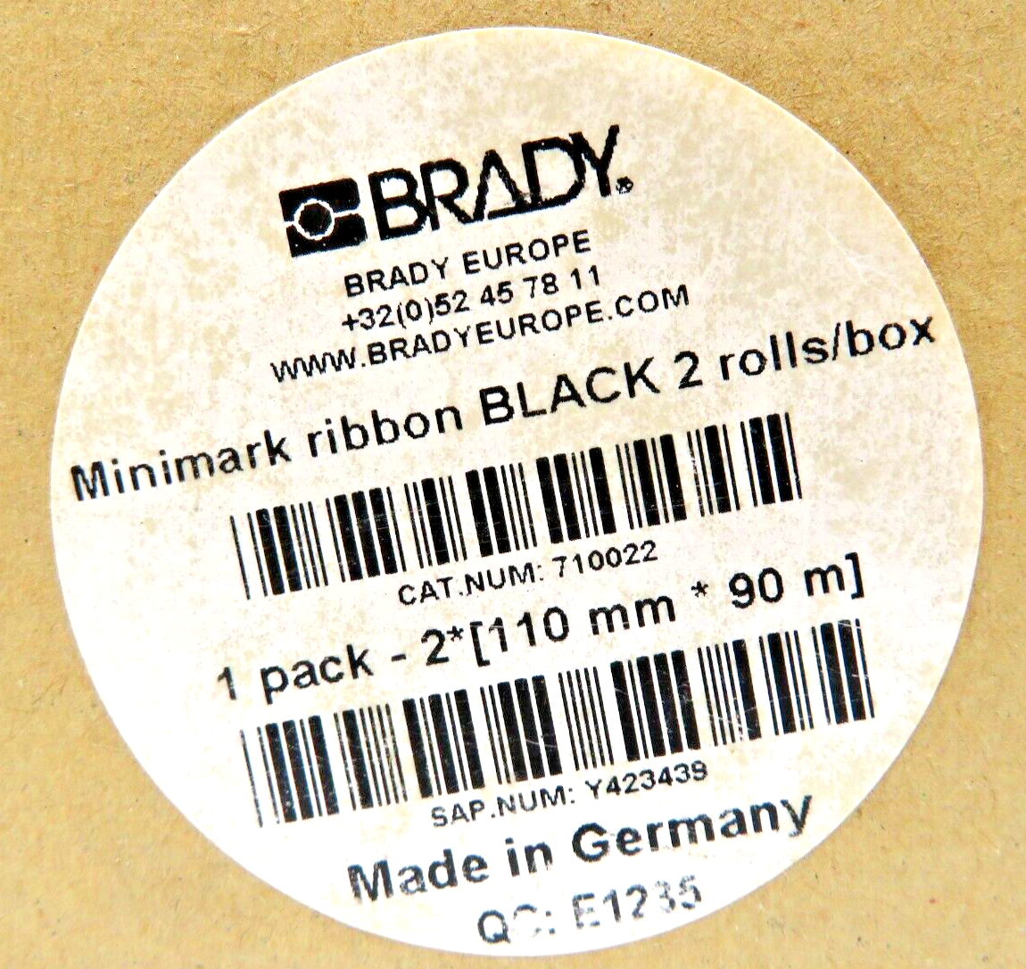Brady 52042 MiniMark 110MM X 90M Black IND. Label Printer Ribbon (Pack of 2)