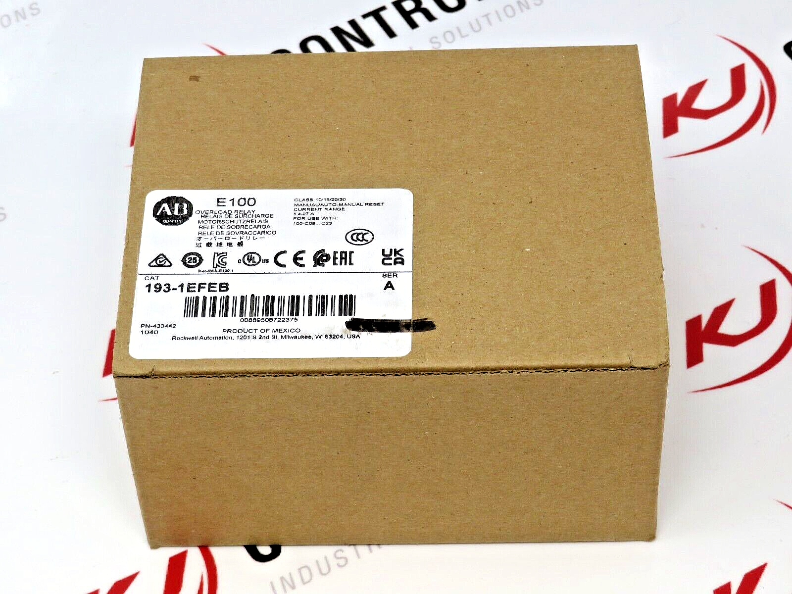 Allen-Bradley 193-1EFEB E100 Series Overload Relay 5.4-27.0A Manual/Auto Reset