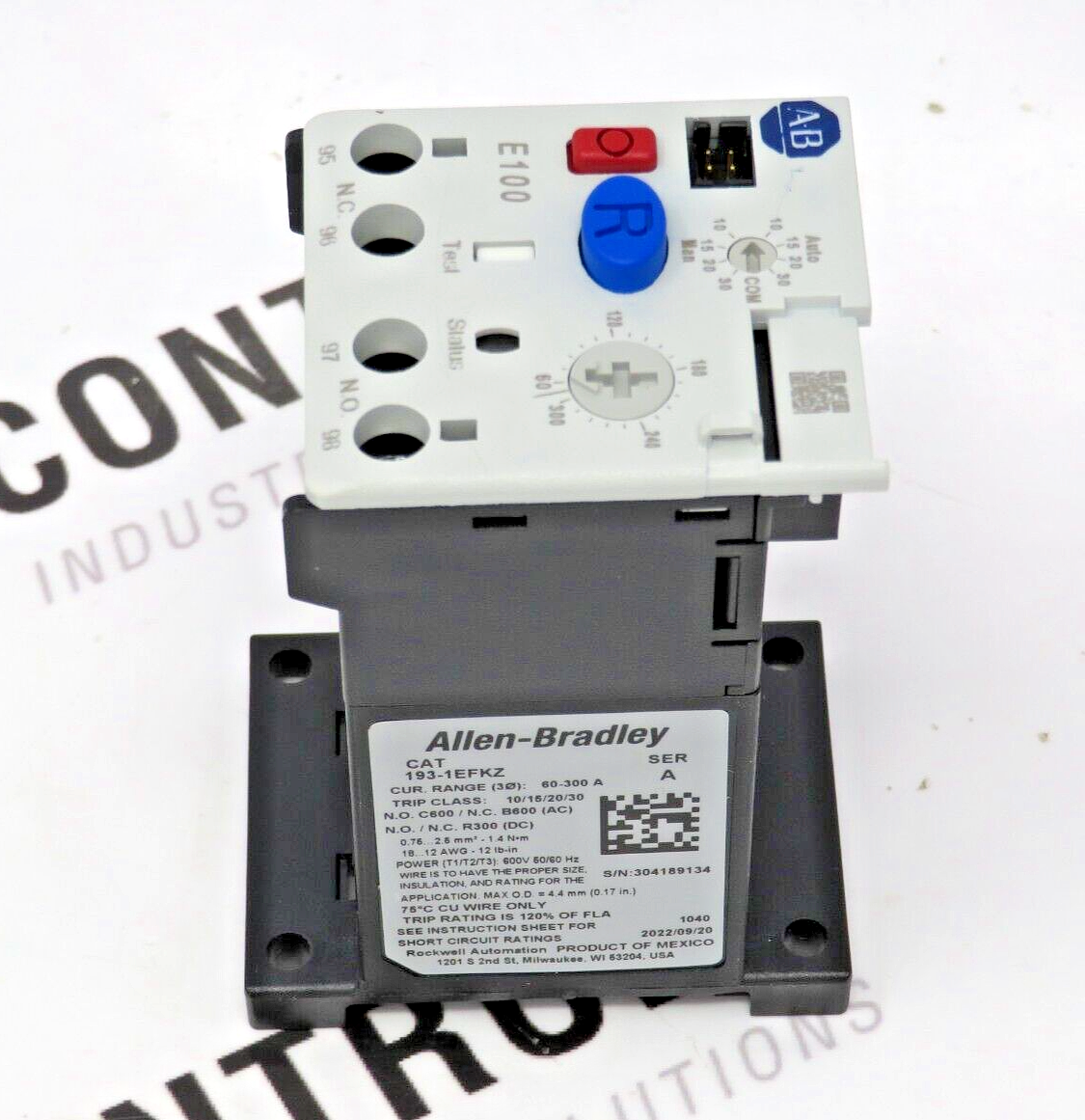 Allen-Bradley 193-1EFKZ E100 Overload Relay 60-300A 600V 50/60HZ