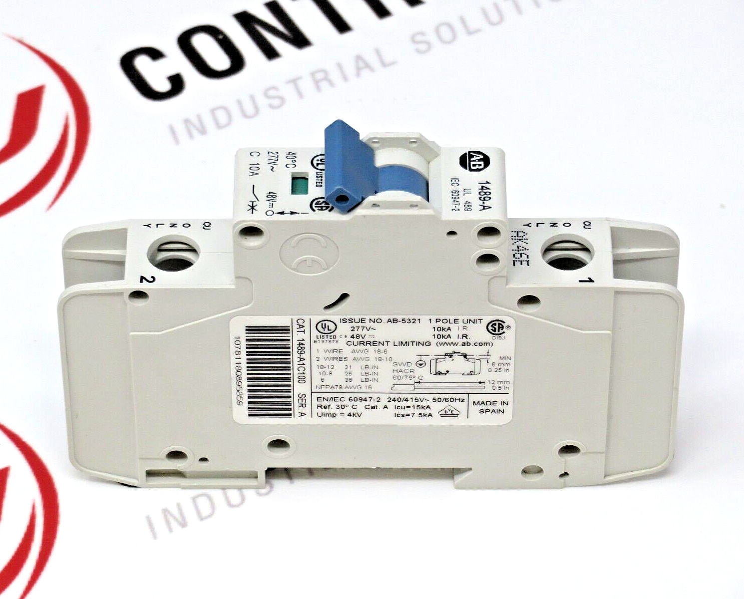 Allen-Bradley 1489-A1C100 Circuit Breaker 10A 1-Pole 277VAC 48VDC 50/60HZ DIN