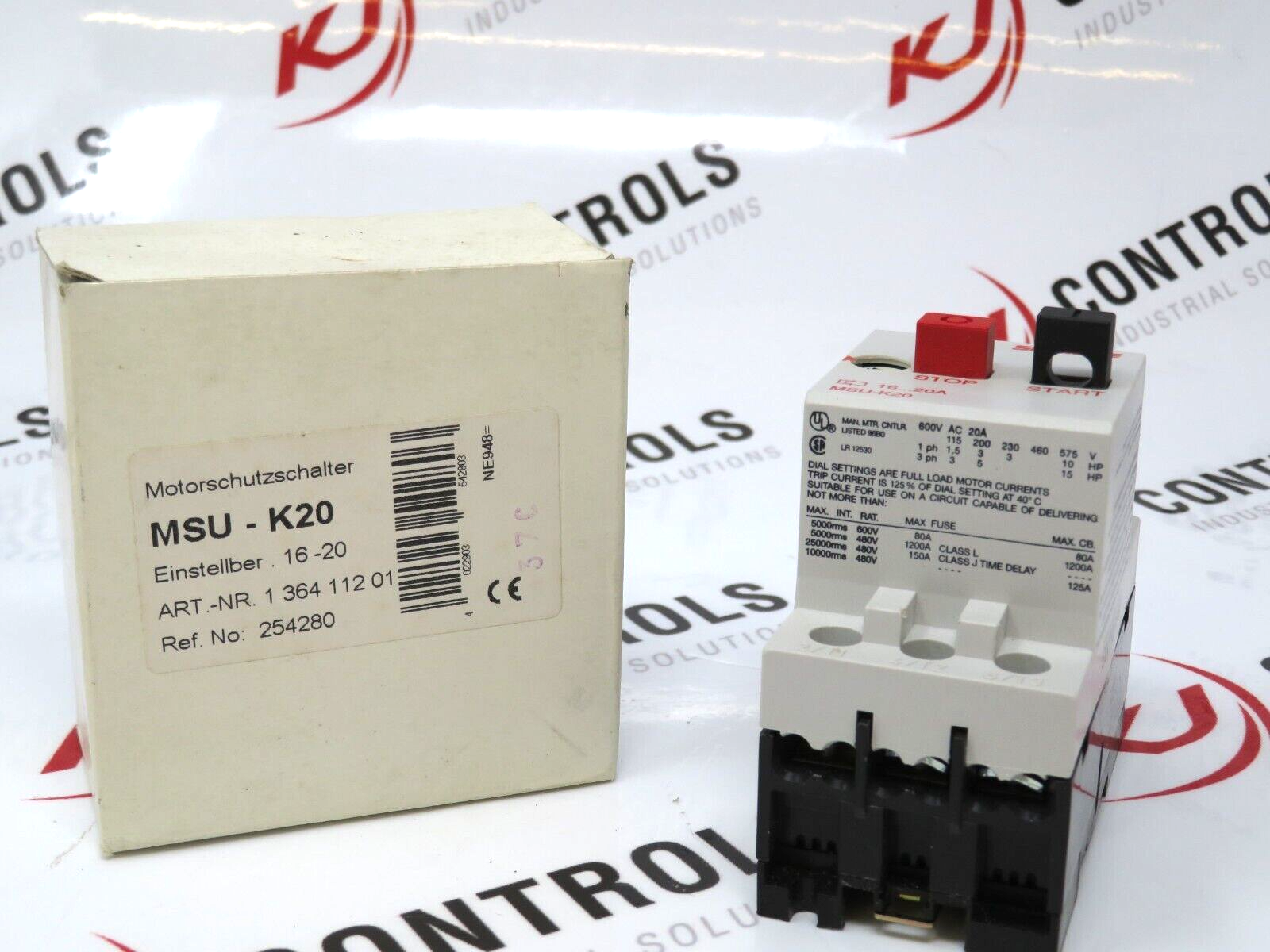 Asea Brown Boveri MSU-K20 Motor Starter 600V 20A 50/60Hz