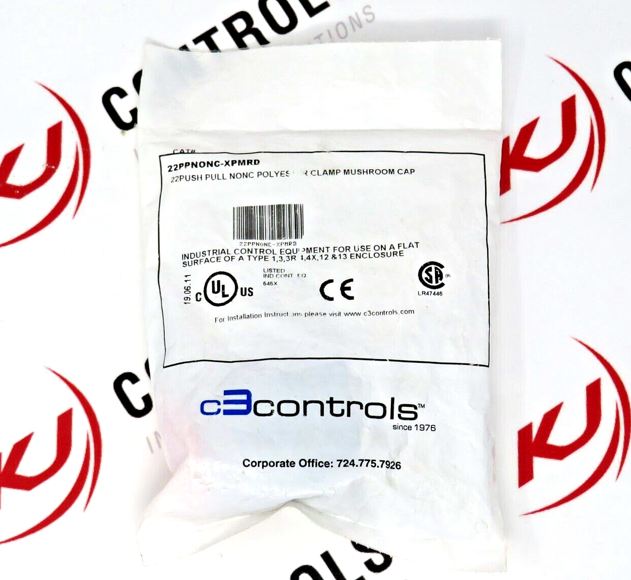 C3 Controls 22PPNONC-XPMRD Push-Pull Button NO/NC Polyester Clamp Mushroom Cap