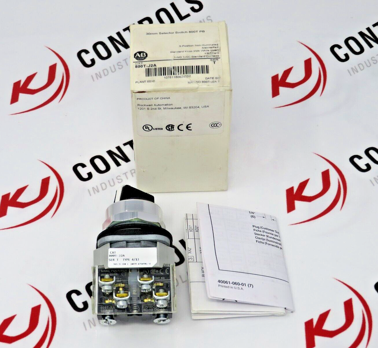 Allen-Bradley 800T-J2A 3-Position Non-Illuminated Selector Switch (SPDT) 30 MM