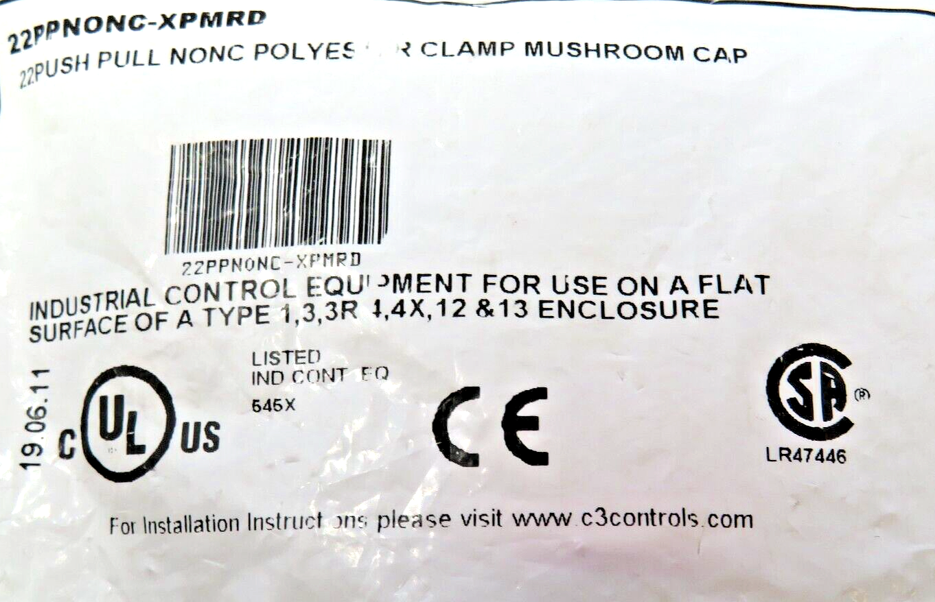 C3 Controls 22PPNONC-XPMRD Push-Pull Button NO/NC Polyester Clamp Mushroom Cap