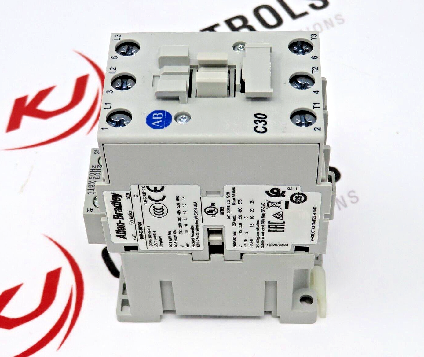 Allen-Bradley 100-C30D10 Contactor 120/110 60/50HZ Coil 3 NO Main Pole 1 NO Aux