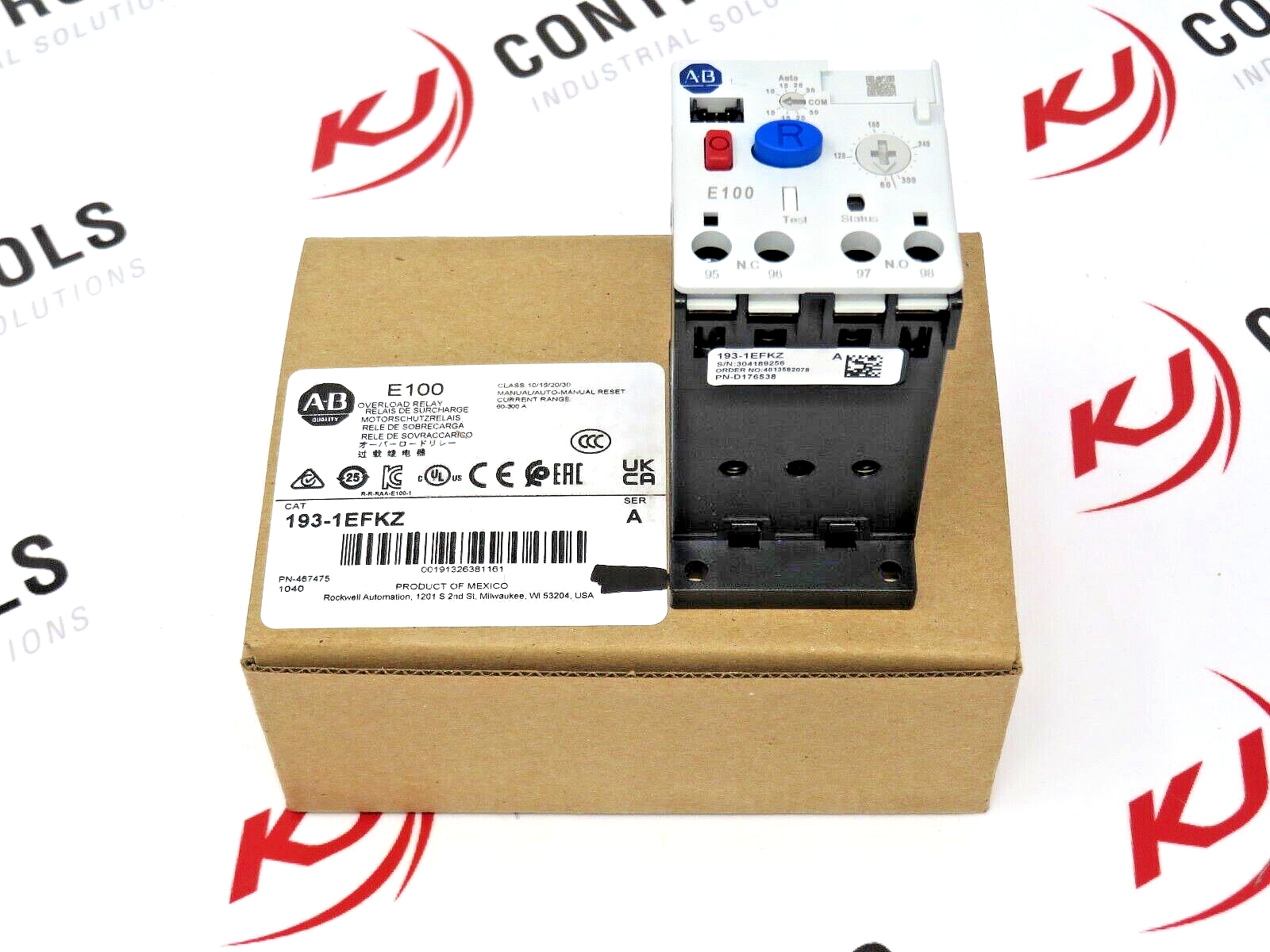 Allen-Bradley 193-1EFKZ E100 Overload Relay 60-300A 600V 50/60HZ