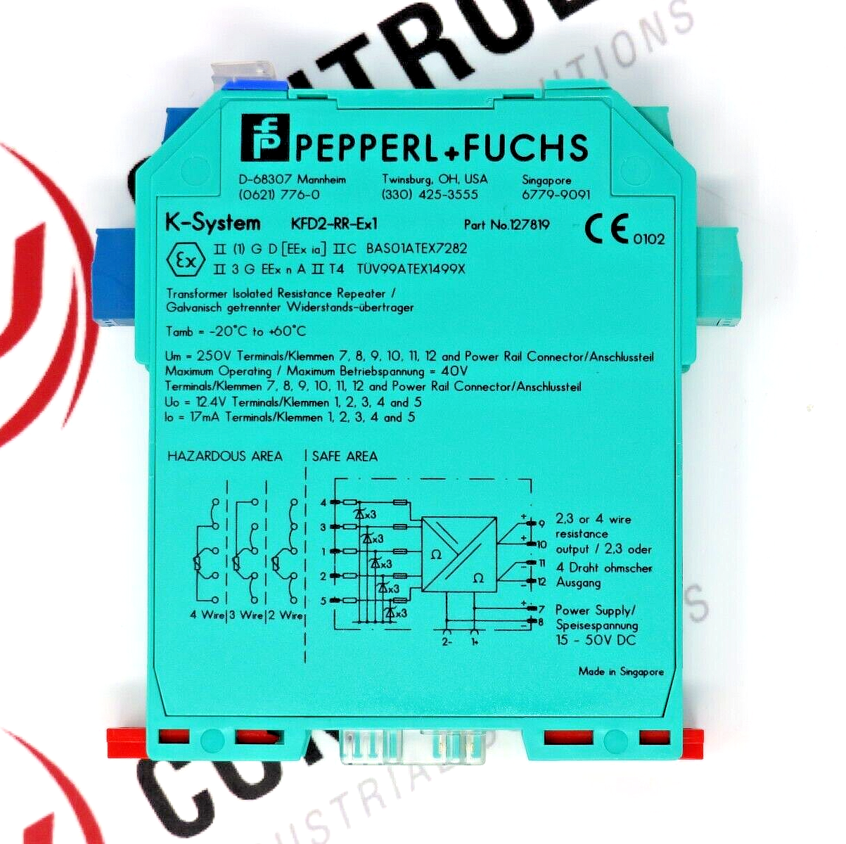 PEPPERL + FUCHS 127819 KFD2-RR-EX1 Transformer Isolated Resistance Repeater