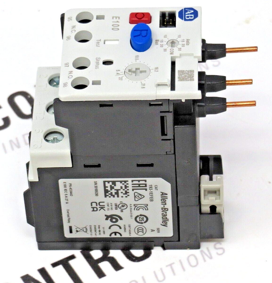 Allen-Bradley 193-1EFEB E100 Series Overload Relay 5.4-27.0A Manual/Auto Reset