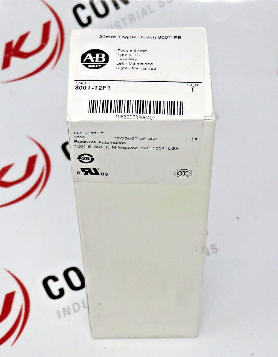 Allen-Bradley 800T-T2F1 Toggle Switch 30MM Type 4,13 Two-Way LT/RT Maintained