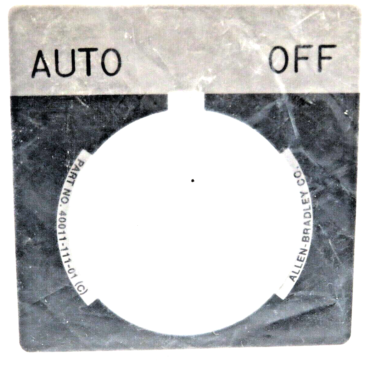 Allen-Bradley 800T- X559E ACC. Legend Plate AUTO/OFF 30MM Aluminum Black/Gray