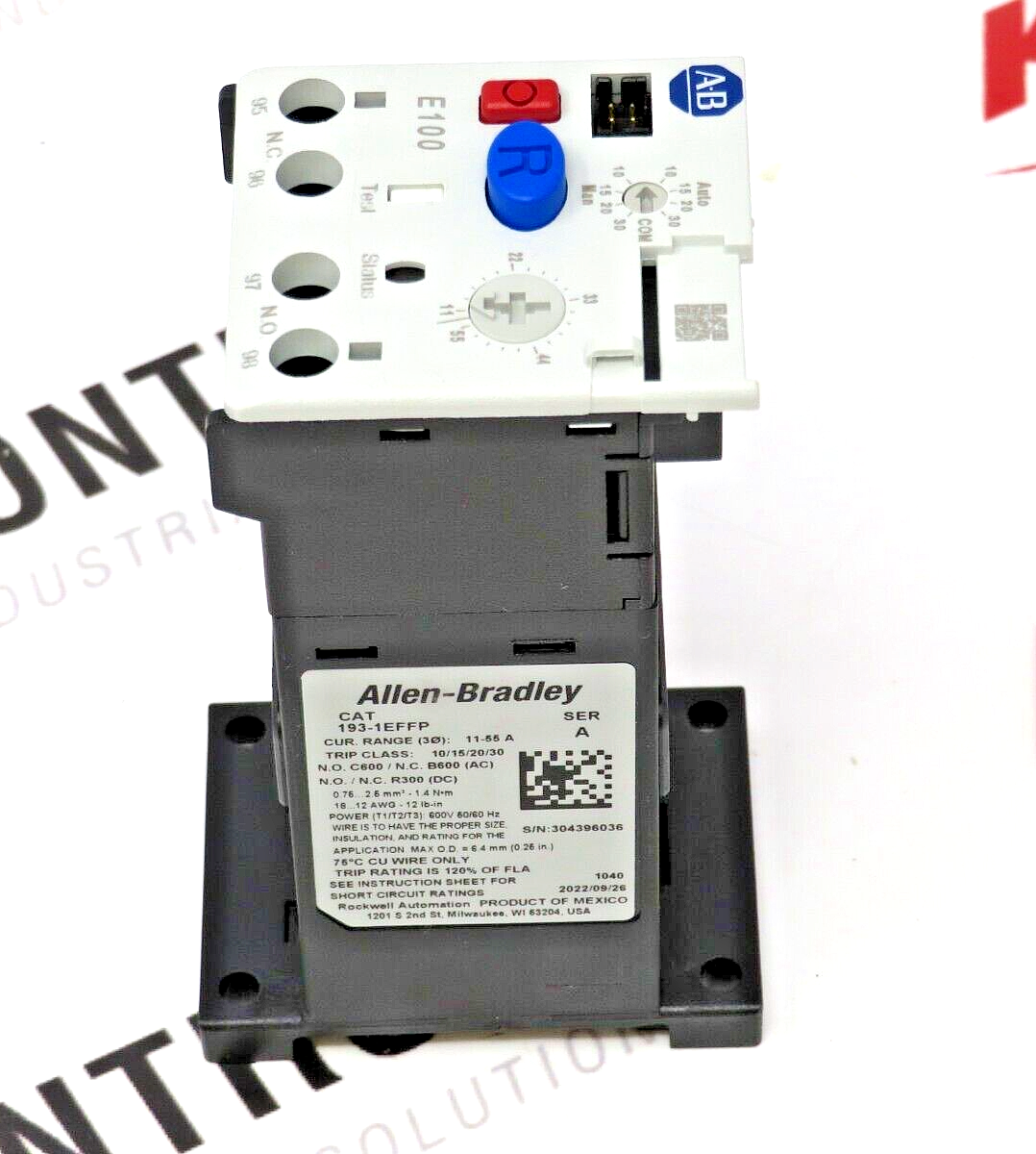 Allen-Bradley 193-1EFFP Electronic Overload Relay 11-55A Trip Class 10/15/20/30