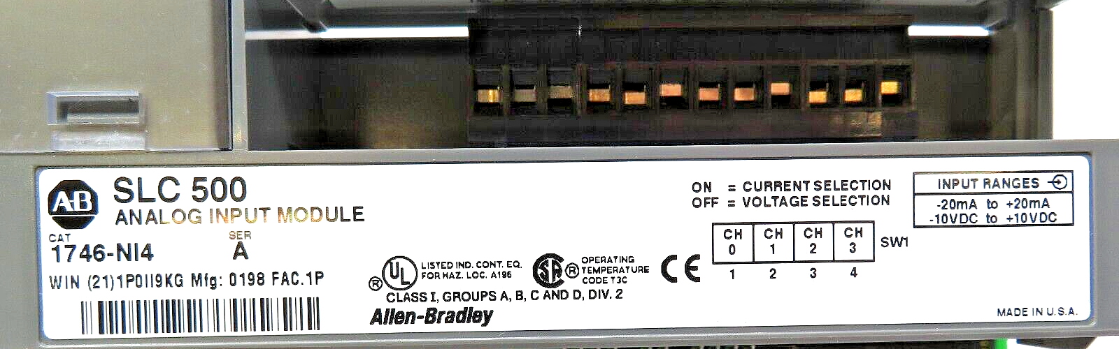 Allen-Bradley 1746-NI4 SLC 500 Analog Input Module Series A