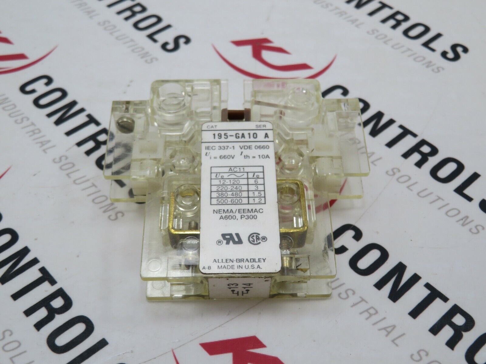 Allen-Bradley 195-GA10 Auxiliary Contact 10A 600V 1NO