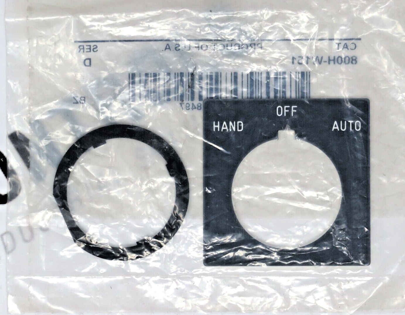 Allen-Bradley 800H-W151 Accessory Legend Plate HAND-OFF-AUTO White Text on Black