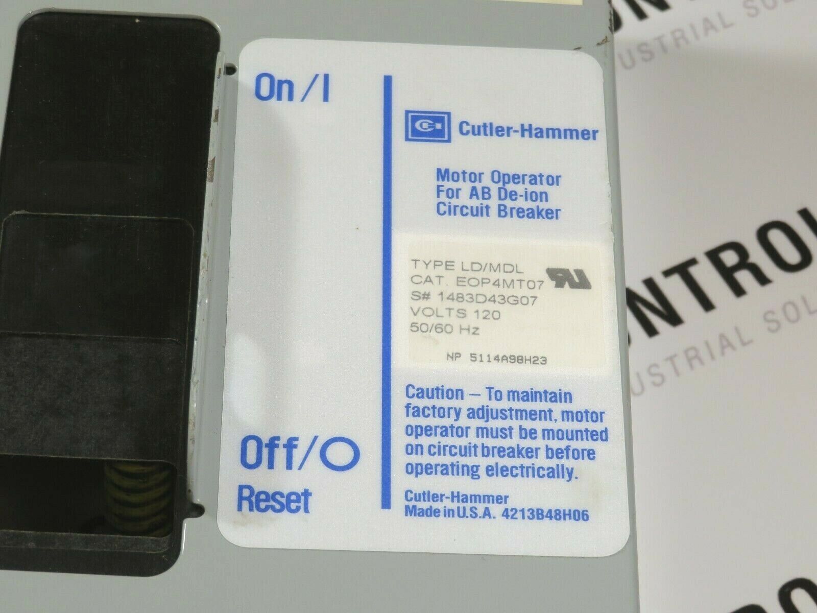 Eaton Cutler-Hammer EOP4MT07 Motor Operator for AB De-ion Breaker 120VAC