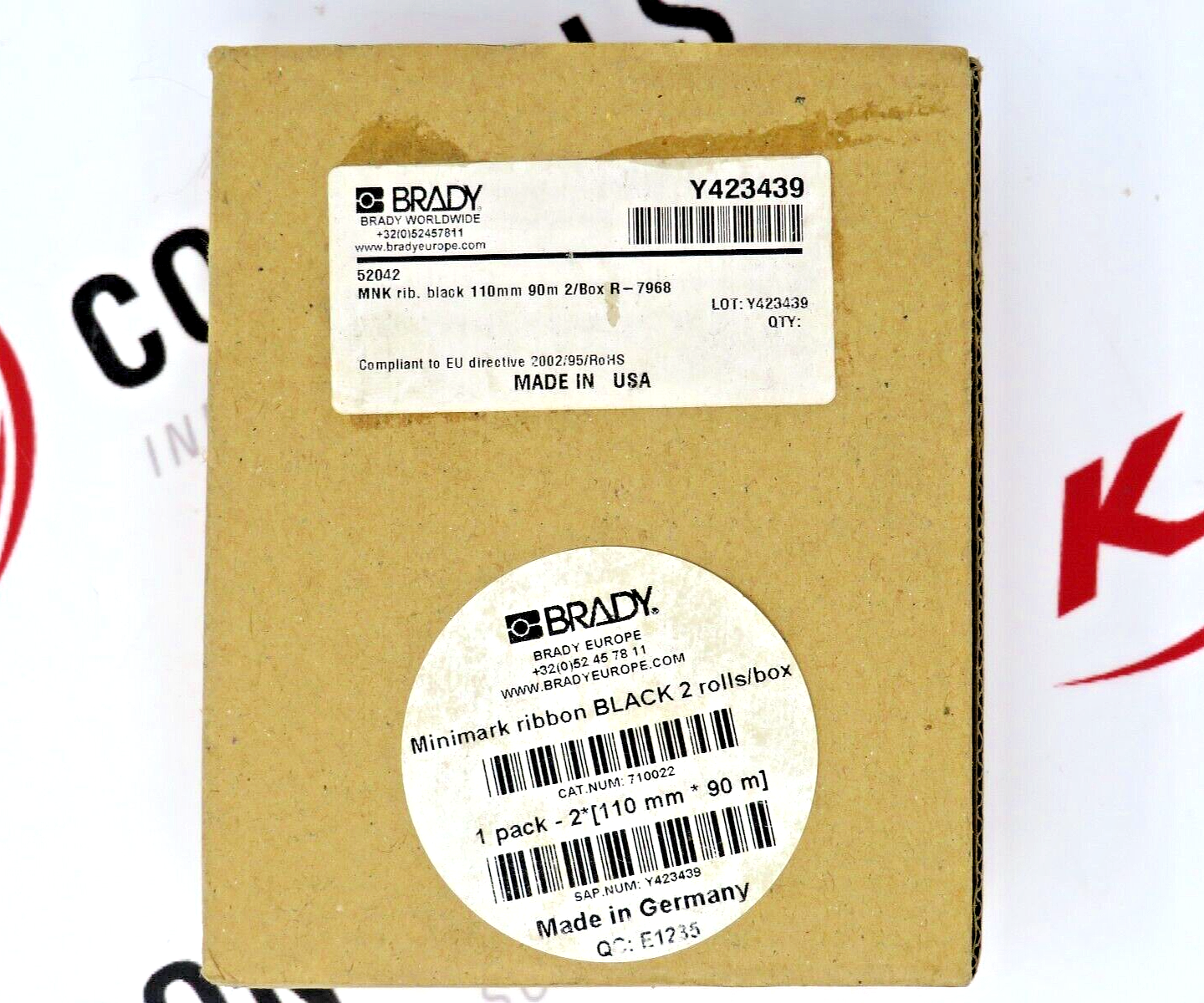 Brady 52042 MiniMark 110MM X 90M Black IND. Label Printer Ribbon (Pack of 2)