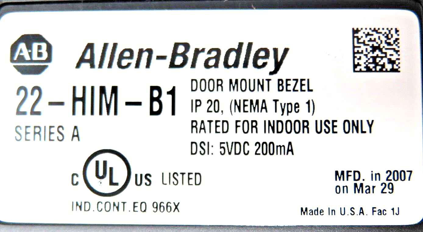 Allen-Bradley 22-HIM-B1 Mounting Bezel ** NO CABLE INCLUDED**