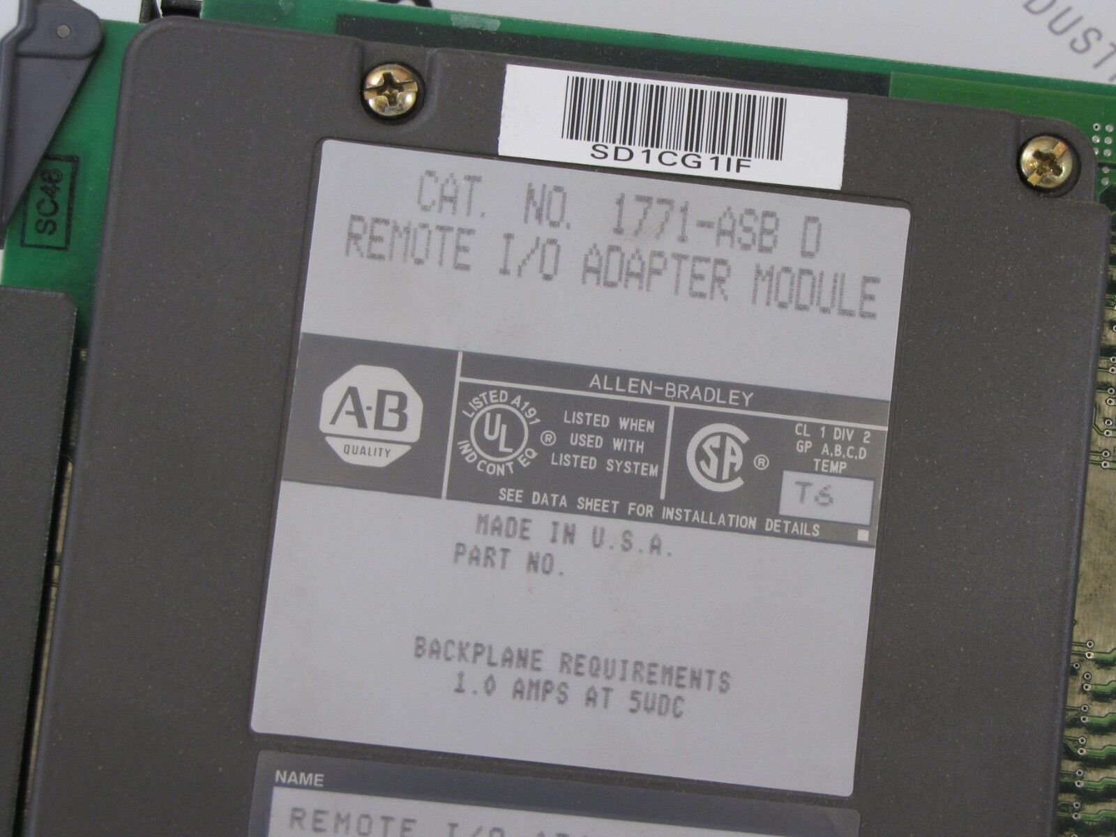 Allen-Bradley 1771-ASB I/O Adapter Module Universal Remote PLC-2/3/5