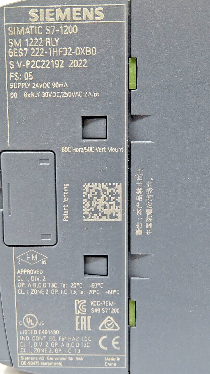 Siemens Simatic S7-1200 6ES7222-1HF32-0XB0 PLC Digital I/O-Module DQ 8 X Relay