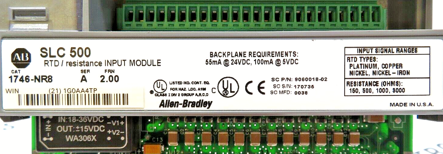 Allen-Bradley 1746-NR8 SLC 500 RTD / Resistance Analog Input Module Series A