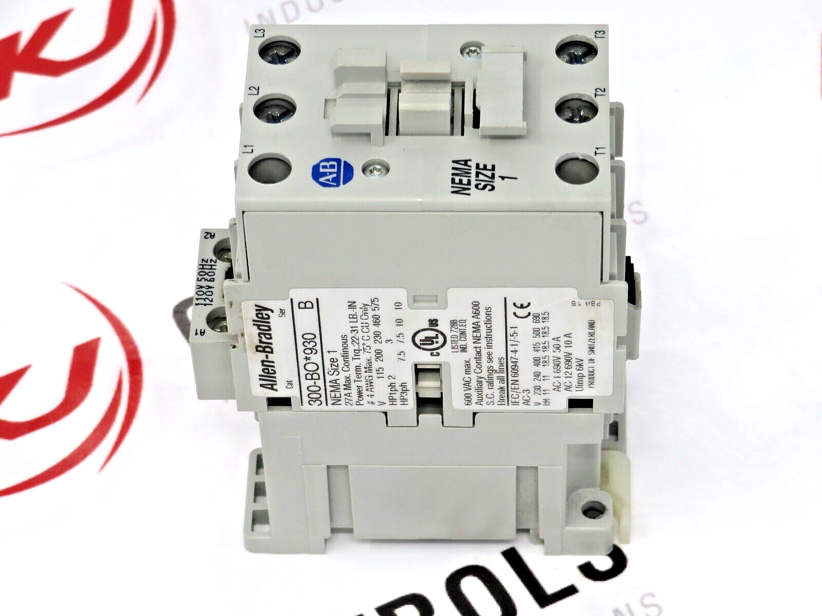 Allen-Bradley 300-BOD930 Non-Reversing Contactor 110/120 50/60HZ Coil 600VAC 27A