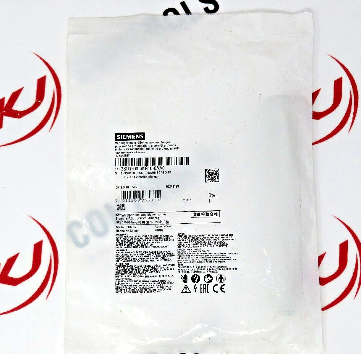 Siemens 3SU1900-0KG10-0AA0 Extension Plunger For Pushbutton With Extended Stroke