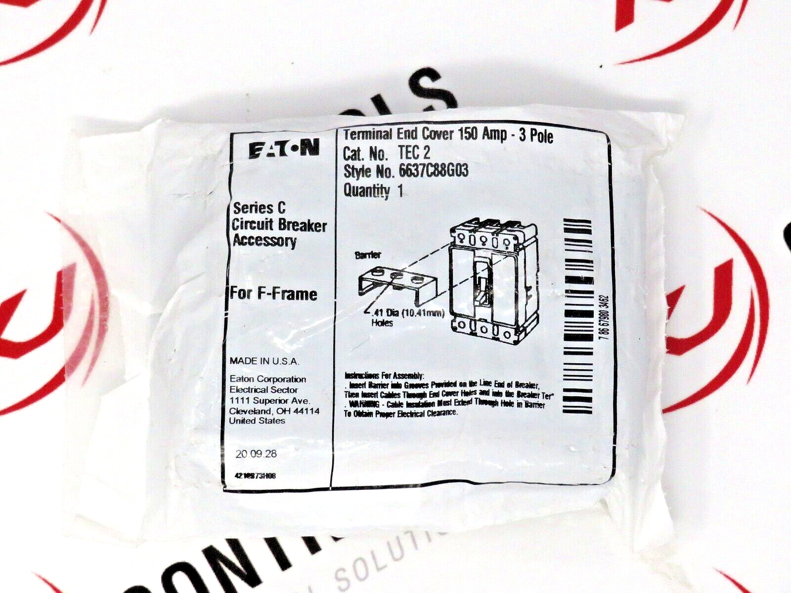 Eaton TEC 2 Terminal End Cover 150A - 3 Pole 6637C88G03 For F-Frame