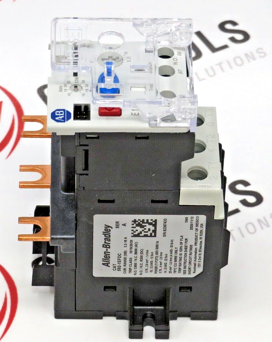 Allen-Bradley 592-1EFDC E100 Overload Relay 3.2-16A Trip Class 10/15/20/30 SER.A