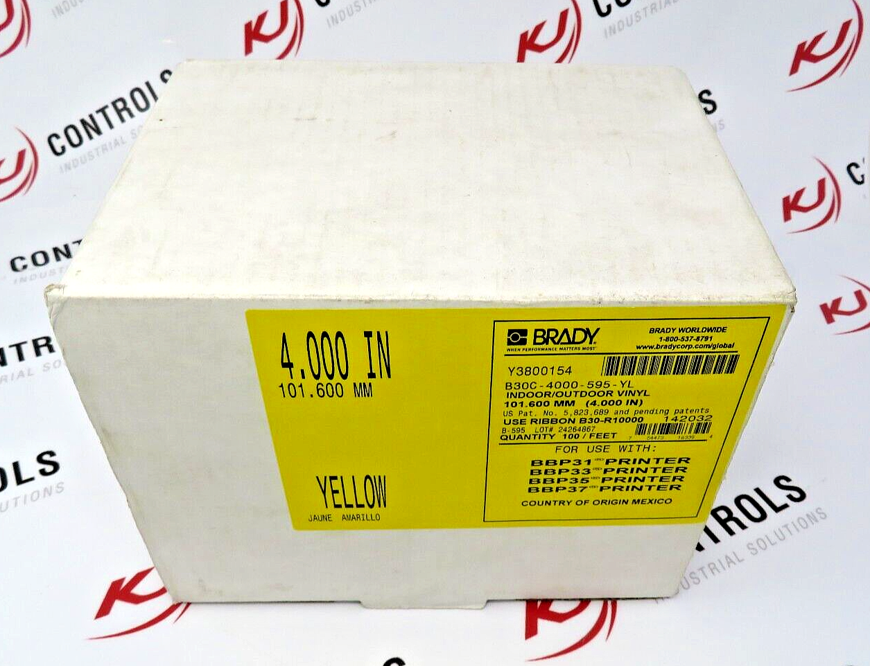 Brady B30C-4000-595-YL Yellow 4 In. X 100 Ft. Indoor/Outdoor Vinyl Label