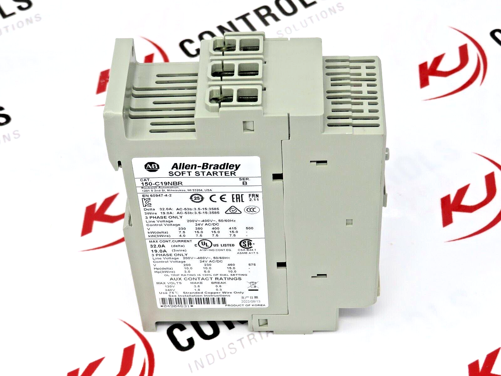 Allen-Bradley SMC-3 150-C19NBR Soft Starter Smart Motor Controller 19A 480VAC