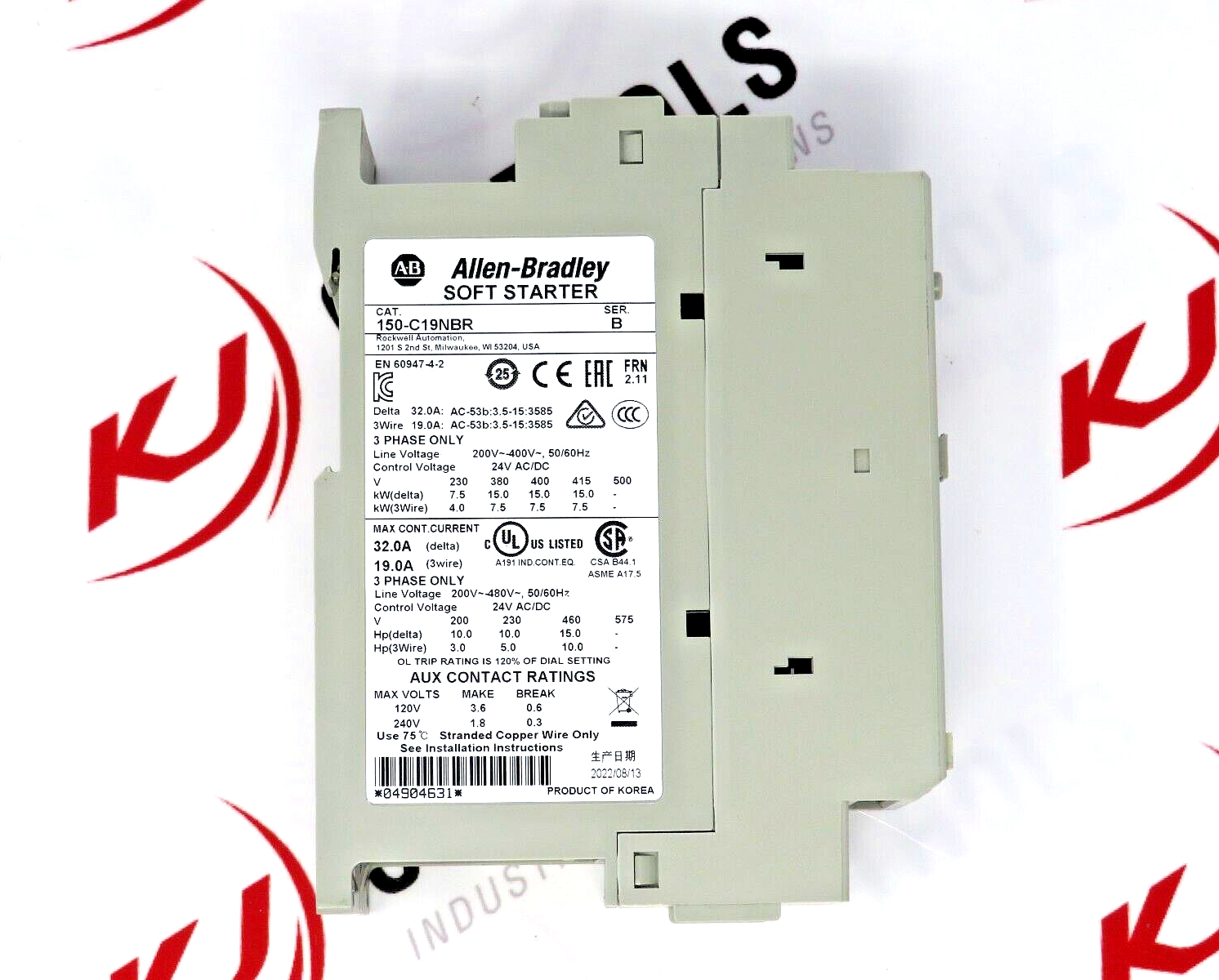 Allen-Bradley SMC-3 150-C19NBR Soft Starter Smart Motor Controller 19A 480VAC