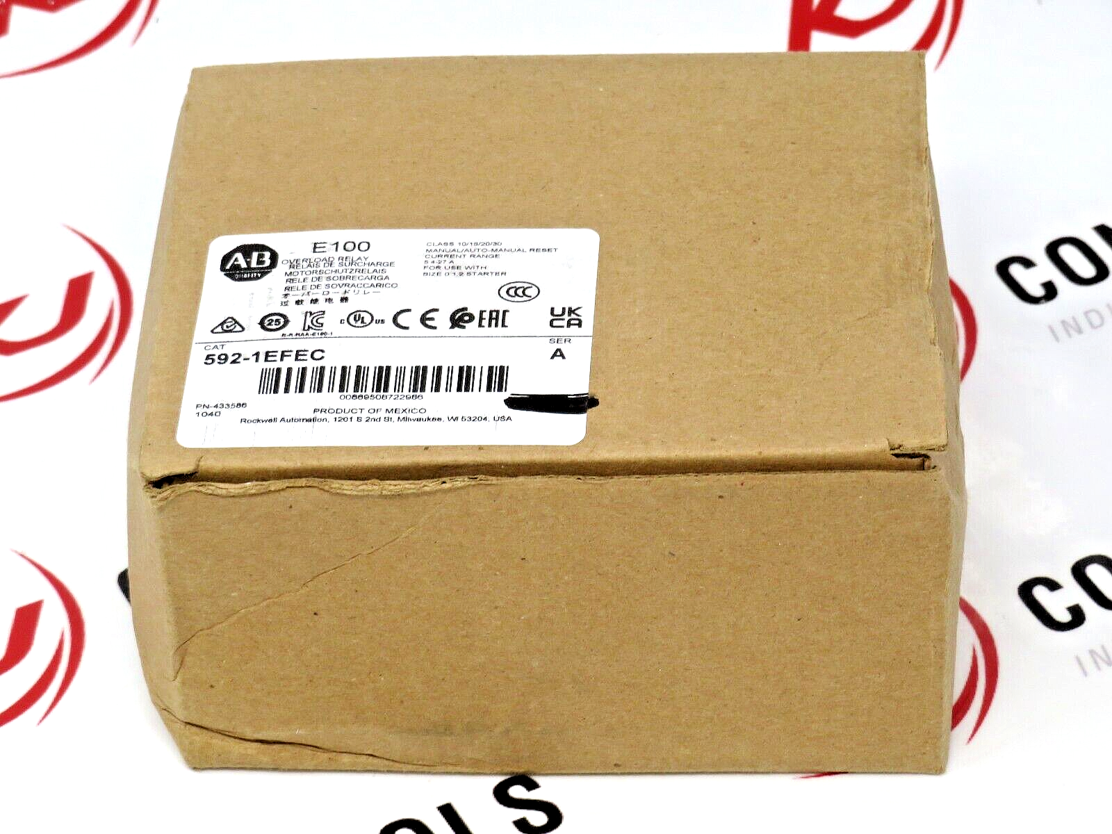 Allen-Bradley 592-1EFEC E100 Overload Relay 5.4-27A Trip Class 10/15/20/30 SER.A