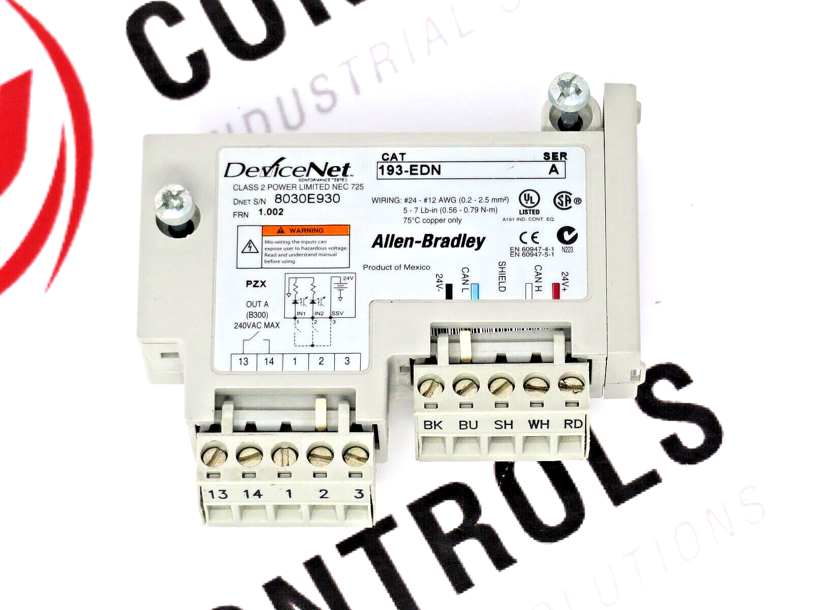 Allen-Bradley 193-EDN E1 Plus DeviceNet Module Side Mount 2-Input 1-Contact Out