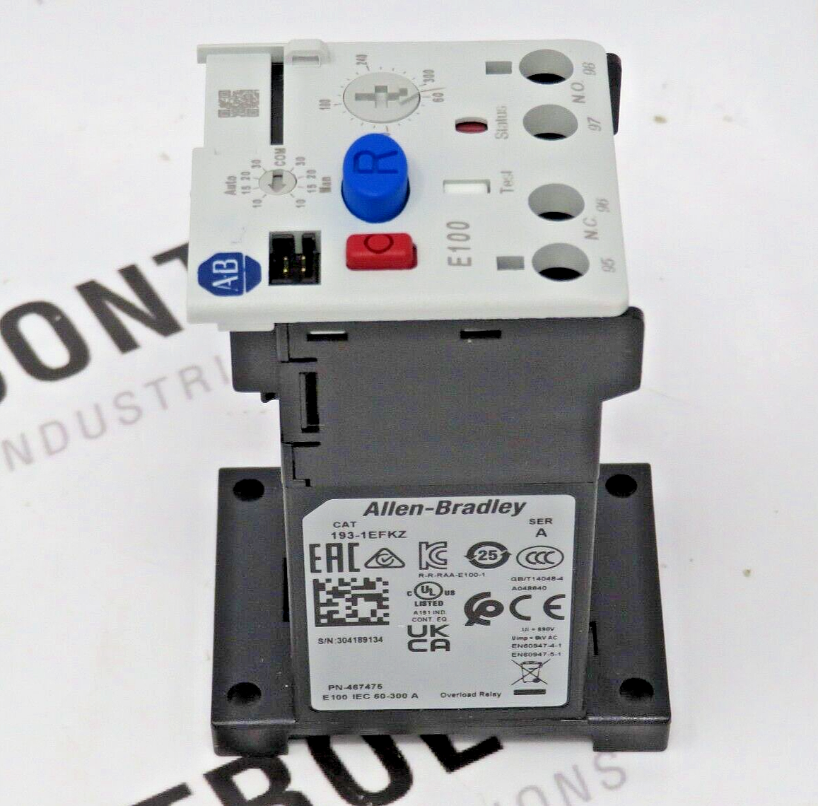 Allen-Bradley 193-1EFKZ E100 Overload Relay 60-300A 600V 50/60HZ
