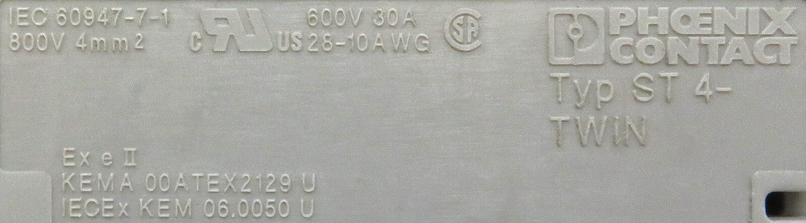 Phoenix Contact ST 4-TWIN Terminal Block 800V 30A Spring Cage Gray (Lot of 11)3