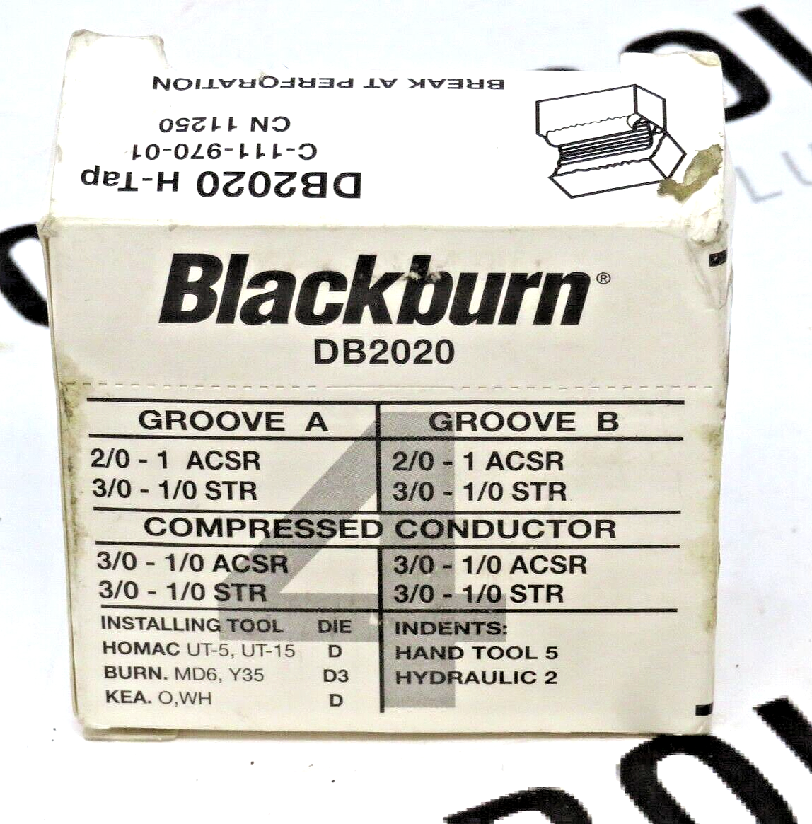 Thomas & Betts Blackburn DB2020 Aluminum H-Tap Compression Connector