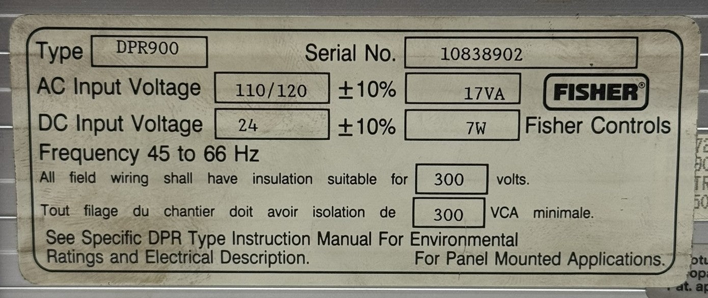 Fisher Controls DPR900X1-A3 Integral Process Controller3