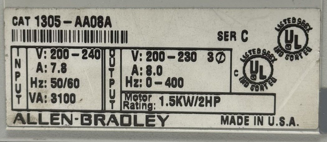 Allen-Bradley 1305-AA08A 200-230V 2HP AC Drive3