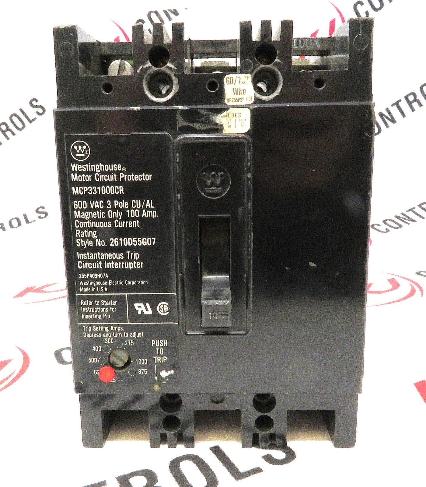 Eaton Westinghouse MCP331000CR 100A 3P 600V Motor Circuit Protector Breaker0