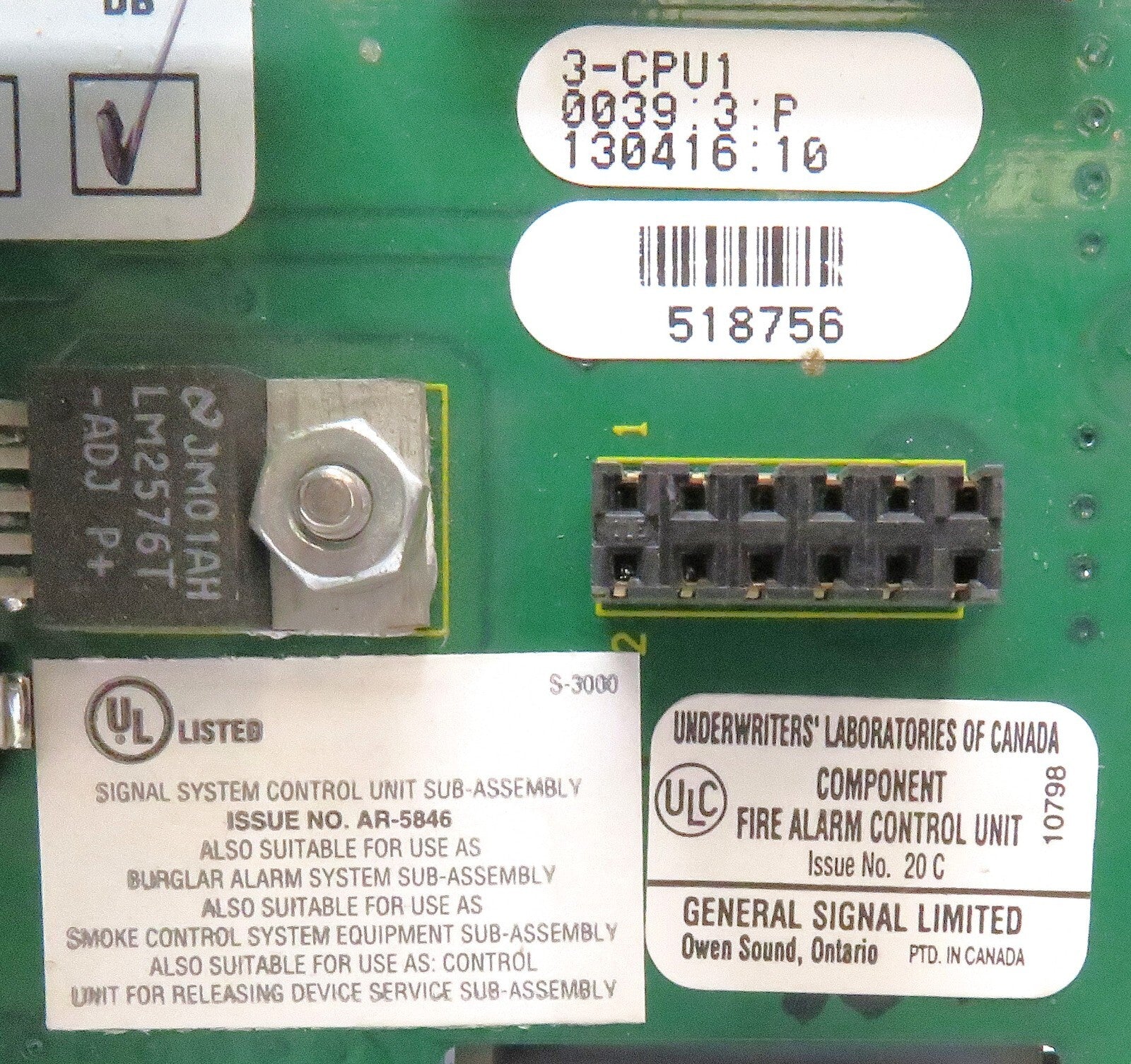 General Signal 3-CPU1 CPU Module & 3-RS485A Comm Card Fire Alarm Control4
