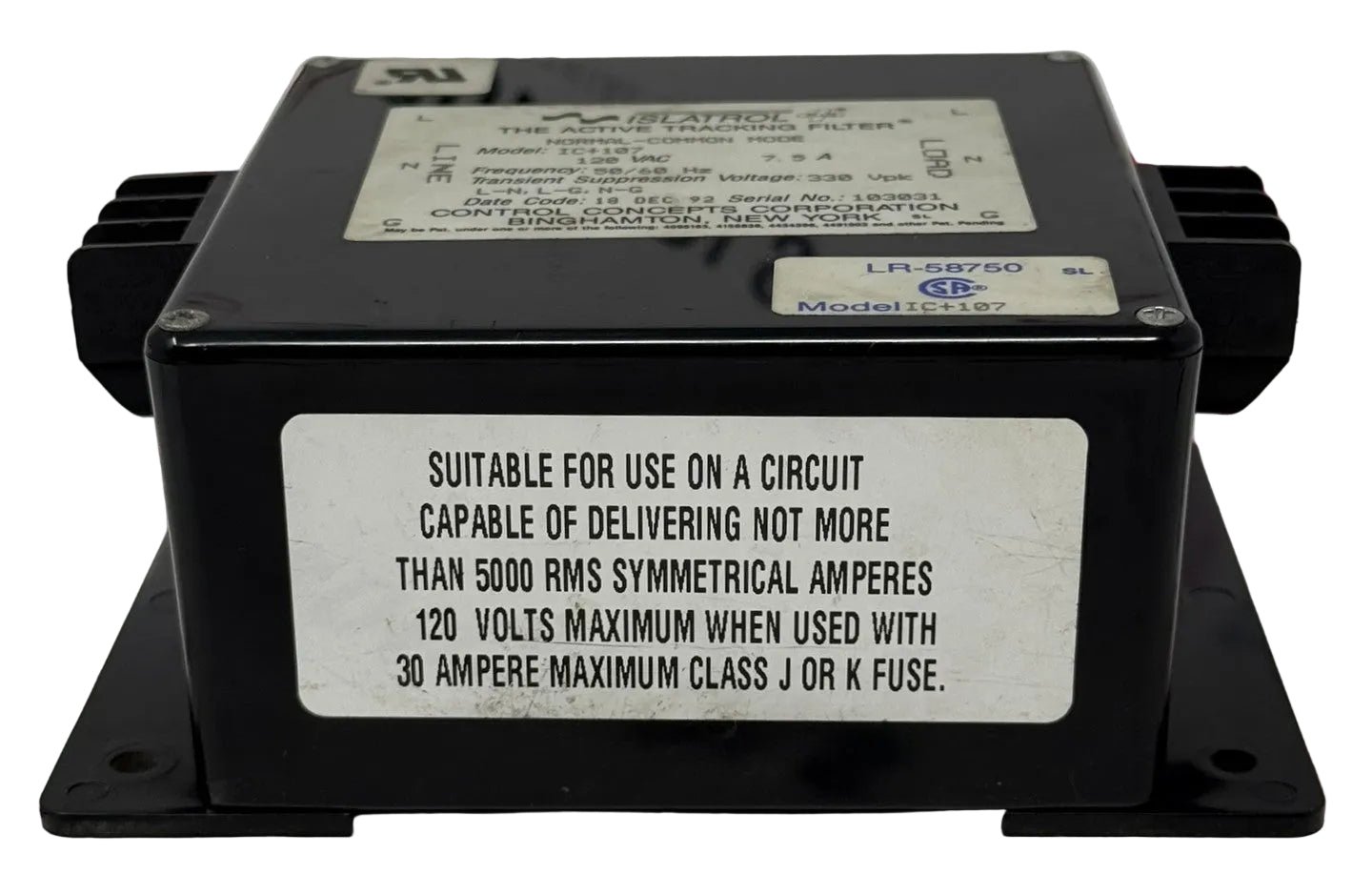 Islatrol IC+107 Active Tracking Power Line EMI Filter0