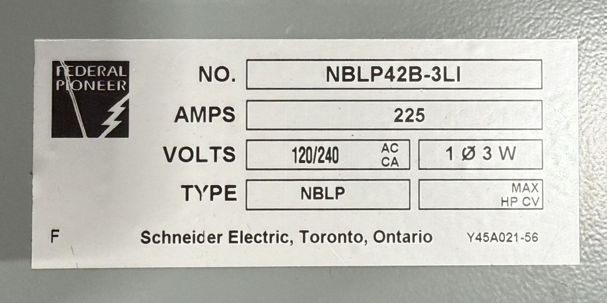 Federal Pioneer NBLP42B-3LI 225A 120/240V 42-Circuit Panelboard5