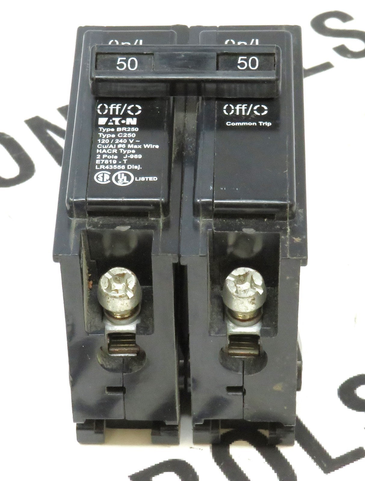 Eaton BR250 2 Pole 50A Circuit Breaker 120/240V Type BR 10kA HACR UL3