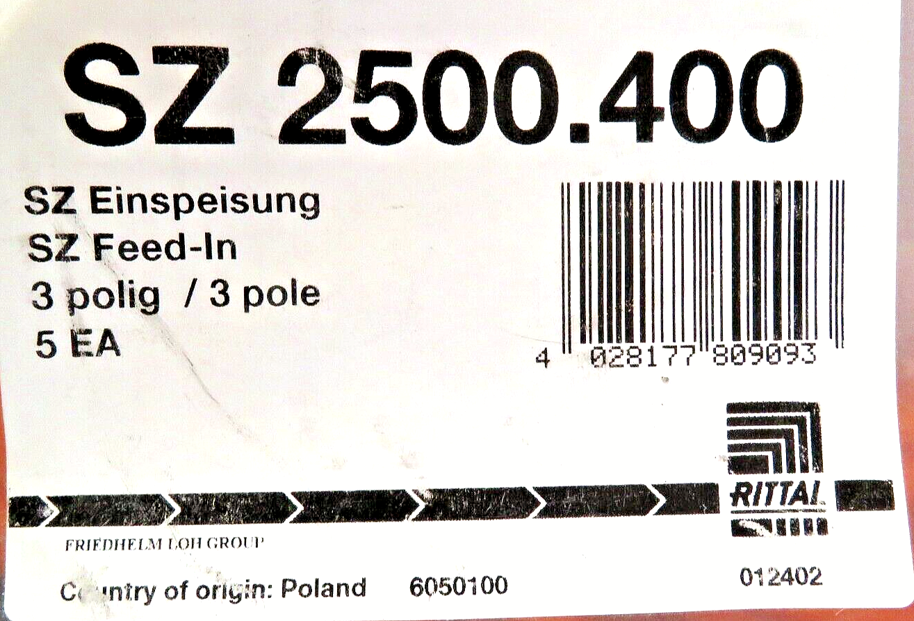 Rittal SZ 2500.400 Connection Cable for LED System Light, 3-Pole, 3m (Lot of 5)