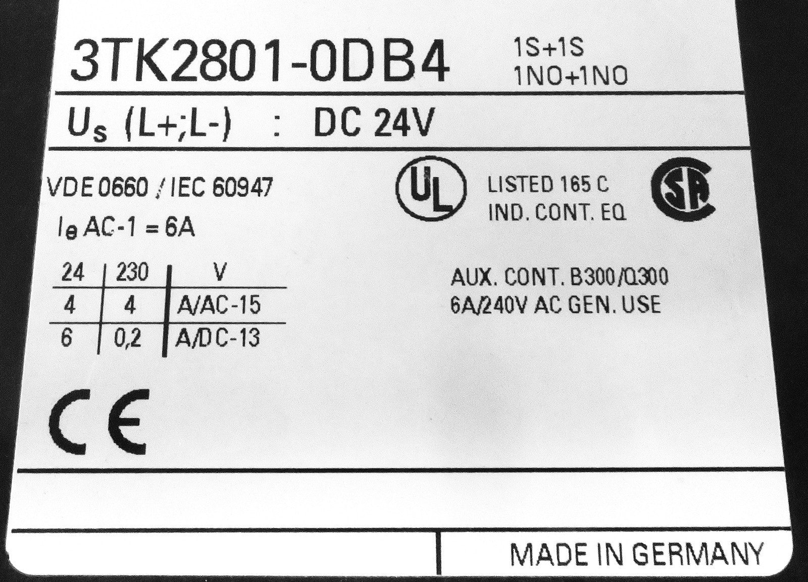 Siemens 3TK2801-0DB4 Safety Contactor Relay 24VDC 1NO+1NO DIN Mount3