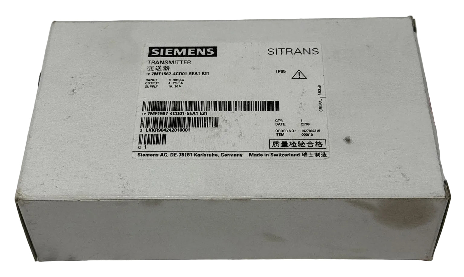 Siemens 7MF1567-4CD01-5EA1 E21 SITRANS P220 0-300 PSI Pressure Transmitter0