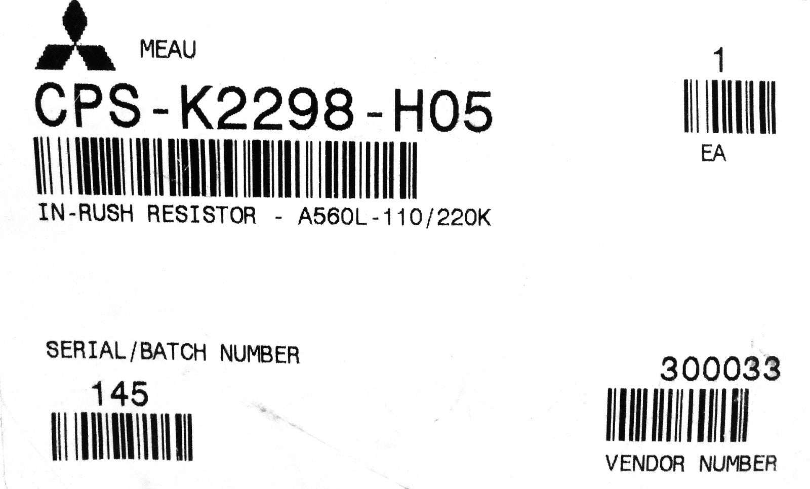 Mitsubishi Electric CPS-K2298-H05 Inrush Resistor for FR-A560L 110/220kW Drives2