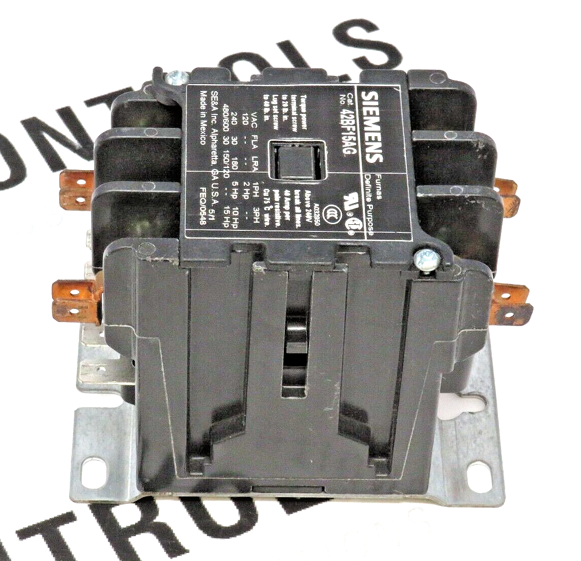 Siemens 42BF15AG Definite Purpose Contactor, 2-Pole, 30A, 208-240V AC Coil