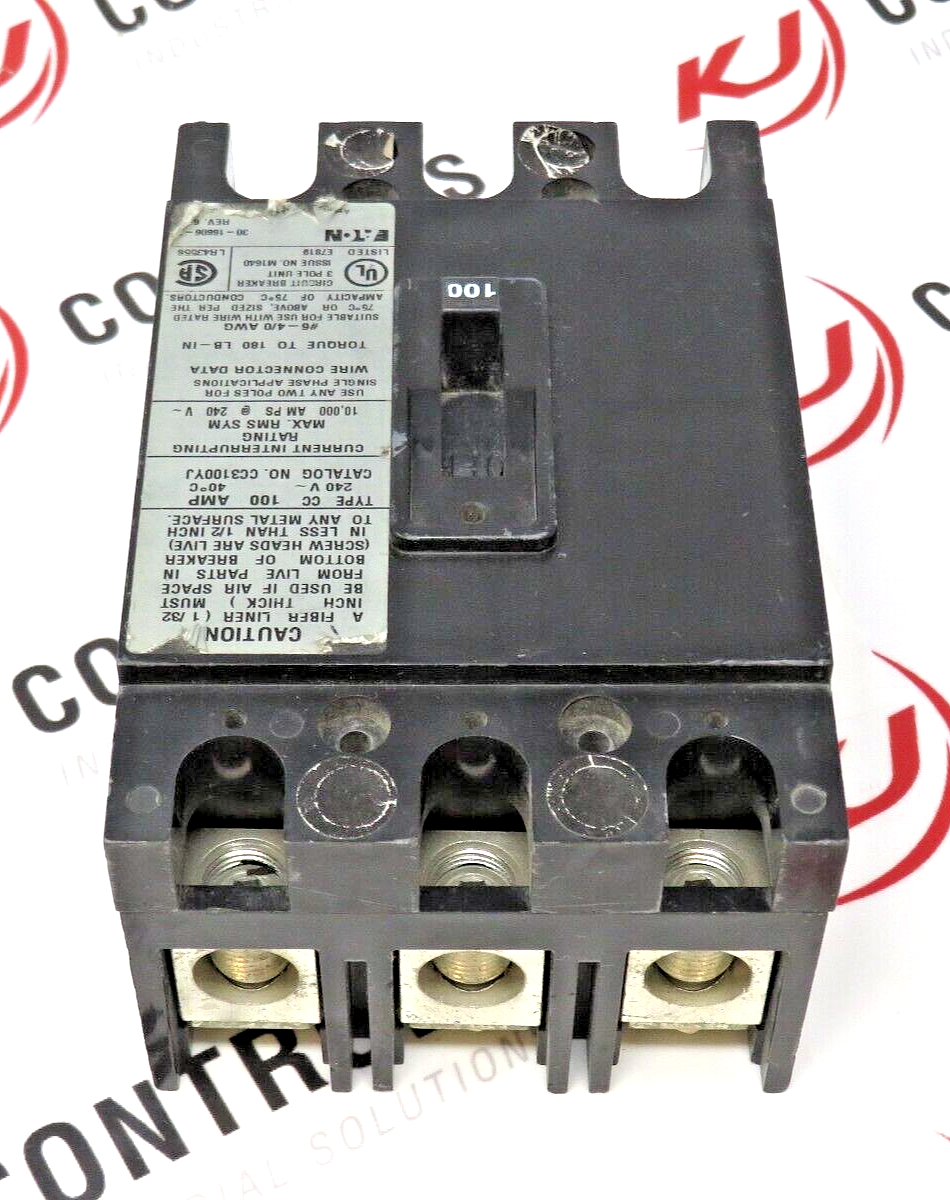 Eaton CC3100YJ 100A 3-Pole 240V 10kAIC Circuit Breaker